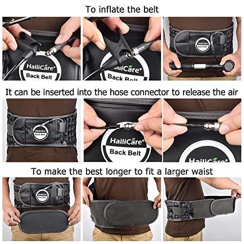 HailiCare Physio Decompression Back Belt Back Brace Back Pain Lower Lumbar Support Back Massage, one Size for 29inches to 49 inches Waists (Black)