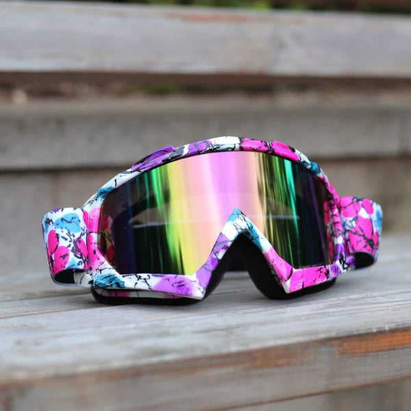 Wellovar Motorcycle Goggles,ATV Goggles Dirt Bike Ski Goggles Windproof Scratch Resistant Combat Goggles Adjustable UV Protective Safety Outdoor Glasses for Cycling, Climbing, etc (Pink)