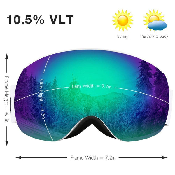 AKASO OTG Ski Goggles, Snowboard Goggles, Mag-Pro Magnetic Interchangeable Lenses, Anti-Fog, 100% UV Protection, Helmet Compatible, Snow Goggles for Men & Women, Free Balaclava Ski Mask Included
