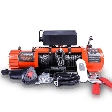 ZESUPER 12V 13000-lb Load Capacity Electric Winch Kit, Waterproof IP67 Electric Winch with Hawse Fairlead, with Both Wireless Handheld Remote and Corded Control