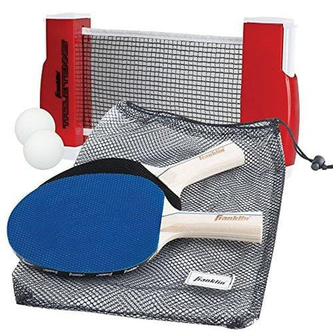 Franklin Sports Table Tennis To-Go – Complete Portable Ping-Pong Set – Includes Ping-Pong Paddles, Balls, and Net, Plus Easy-Carry Bag – Easy Set-Up – Expands to 6’ – Easily Attaches to Table Surfaces