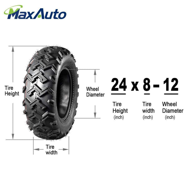 MaxAuto ATV/UTV Tires 24x8-12 24x8x12 6 Ply Tubeless,2 Set