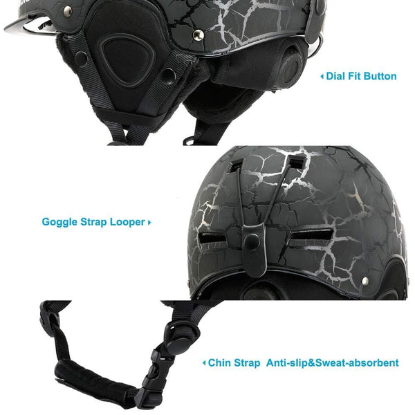 MONATA Adult Ski & Snowboard Helmet for Men and Women Winter Snow Sports Protect - Adjustable Large Size 23.22-24 Inches（Black）
