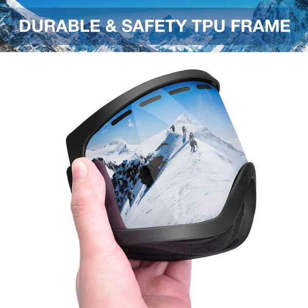 MARSQUEST Ski Goggles for Men Women - Anti-Fog Snowboard Goggles with Fast Dry Foams, UV400 Protection, Helmet Compatible Snow Goggles with Double Lens, Durable TPU Frame for Safety