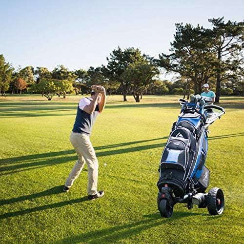 Tangkula Electric Golf Push Cart Manual Control Foldable Umbrella Holder Scorecard Holder Lithium Battery TPR Handle Golf Carts
