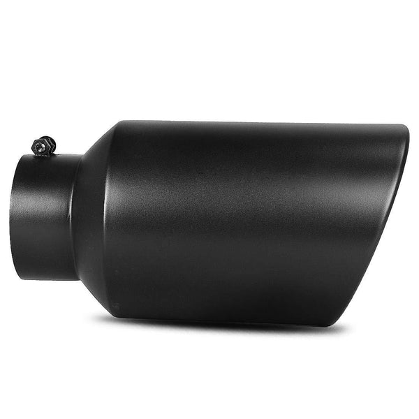 AUTOSAVER88 5 Inch Inlet Black Exhaust Tip, 5"x8"x15" Black Powder Coated Stainless Steel Diesel Exhaust Pipe Tail tip, Bolt/Clamp On Design.