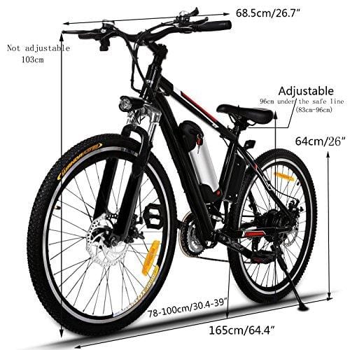 Aceshin 26'' Electric Mountain Bike with Removable Large Capacity Lithium-Ion Battery (36V 250W), Electric Bike 21 Speed Gear and Three Working Modes Black (US Stock)