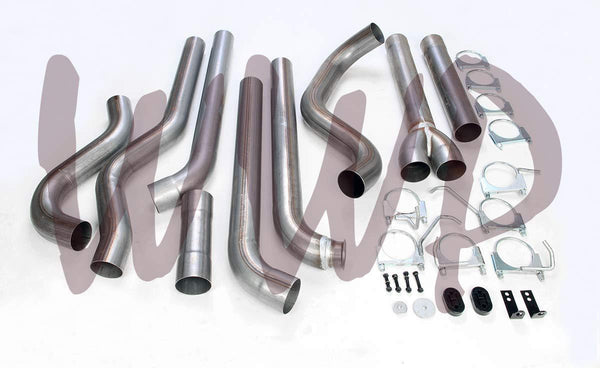 Performance Racing Off Road Stainless Steel SS409 Dual 4" Downpipe Down Pipe Back Exhaust System Kit 2001-2007 Chevy/GMC Silverado/Sierra 2500/3500 HD 6.6L Duramax Turbo Diesel Pickup Truck
