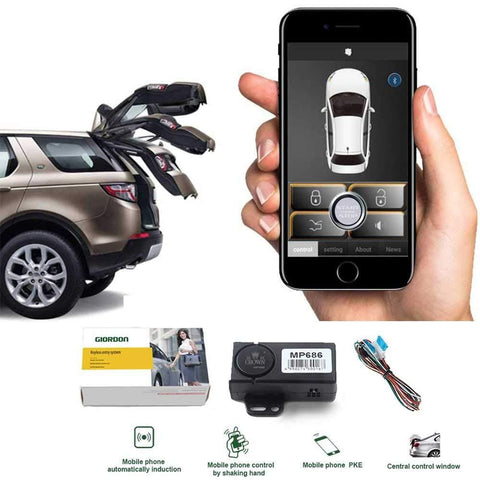 Auto Smartphone Remote Control Locking Kit,Smart Key 2 Way Lgnition Trunk Control/Unlock Shaking Hand Mobile Phone APP Keyless Entry Car Alarm System