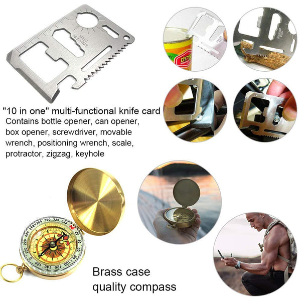 Lanqi Gifts for Men, Emergency Survival kit 16 in 1, Survival Gear, Tactical Survival Tool for Cars, Camping, Hiking, Hunting, Fishing (Survival kit 1)