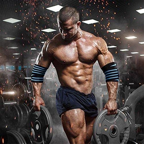 Workouty Professional Elbow Wrist Wraps--40" Elbow Support Brace FOR Weight Lifting, Chin Up, Crossfit One Pair with Carry Bag (Gray)