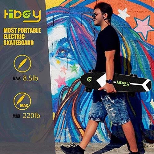 Hiboy S11 Electric Skateboard with Wireless Remote, Longboard Single Hub Motor, Light Weight 7.94LBS, Top Speed 12.4MPH, Range 7 Miles, for Youths and Students(Upgraded Version)