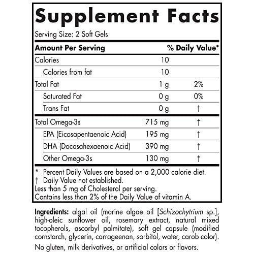 Nordic Naturals Algae Omega - Vegetarian Omega-3 Supplement for Eye Health, Heart Health, and Optimal Wellness, 120 Soft Gels