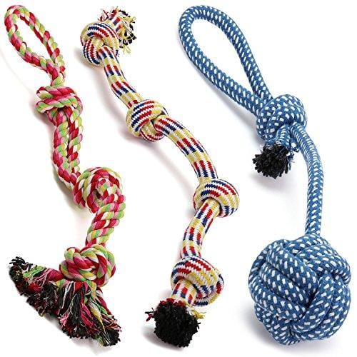 Pacific Pups Products supporting pacificpuprescue.com Dog Rope Toys for Aggressive Chewers - Set of 11 Nearly Indestructible Dog Toys - Bonus Giraffe Rope Toy - Benefits NONPROFIT Dog Rescue