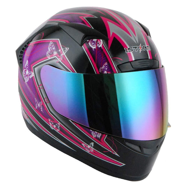 1STORM MOTORCYCLE BIKE FULL FACE HELMET BOOSTER Butterfly Pink Purple