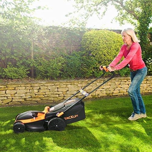 TACKLIFE Electric Lawn Mower, 16-Inch 11Amp Lawn Mower, 6 Mowing Heights, Central Adjustment System, Easy Folding in 5s, 16Gal Grass Box, 10-Inch Rear Wheels & Save Effort–KALM1340A