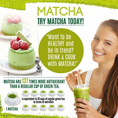 Organic Matcha Green Tea Powder USDA Certified - 100% Pure Macha Ceremonial and Culinary Grade for Smoothies and Baking - 4oz 120g