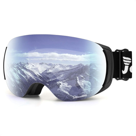 JetBlaze Ski Goggles, Magnet Snowboard Goggles (Silver)