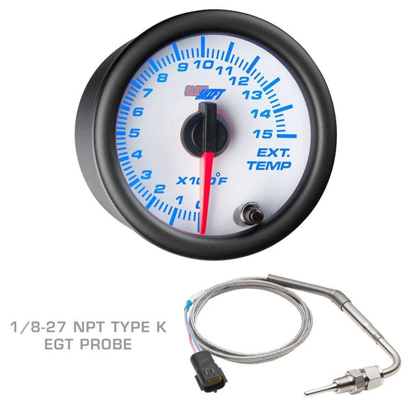 GlowShift Diesel Gauge Package for 2003-2009 Dodge Ram Cummins 1500 2500 3500 - White 7 Color 60 PSI Boost, 1500 F Pyrometer EGT & Transmission Temp Gauges - Factory Color Matched Triple Pillar Pod