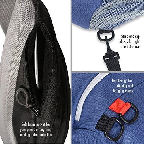 Sling Backpack by RiteTrak Sports - Best Lightweight Multi-Use Pack for Travel Hiking Biking or Fitness, One Strap Shoulder or Crossbody Bag (Mountainside Blue)