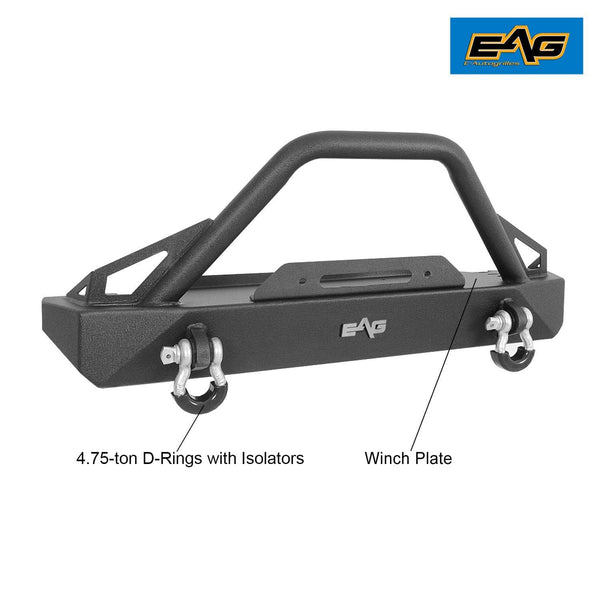 EAG Front Bumper with D-Rings and Winch Plate Fit for 87-06 Jeep Wrangler TJ YJ