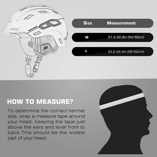 Megaloceros Ski Helmet with ASTM Certified, Removable Washable Ear Pads and 2 Sets of Liner, Shockproof Snow Sports Helmet for Men, Women and Youth, Snowboard Helmet with 20 Vents, White, M