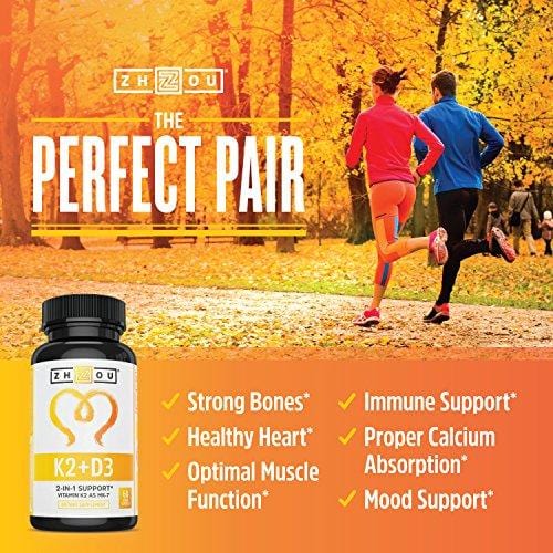 Vitamin K2 (MK7) with D3 Supplement - Vitamin D & K Complex - Bone and Heart Health Formula - 5000 IU Vitamin D3 & 90 mcg Vitamin K2 MK-7 - 60 Small & Easy to Swallow Vegetable Capsules