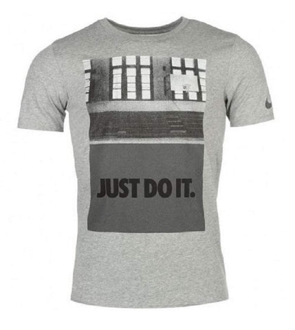 NIKE Men's Just Do it Basketball Court T-Shirt Heather Grey AH2318-063 (Medium)