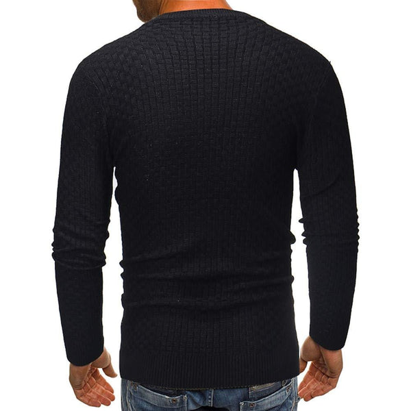 FIRERO Men's Long Sleeve Autumn Winter Slub Pattern Casual Top Blouse Knitted Sweater