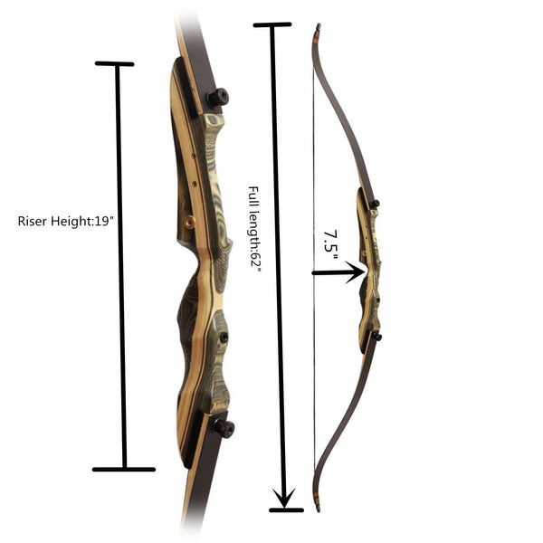 Black Hunter Takedown Recurve Bow, Compact Fast Accurate 62" Archery Bow for Teens and Adults - Right Hand Beginner to Intermediate (45lbs, Right)