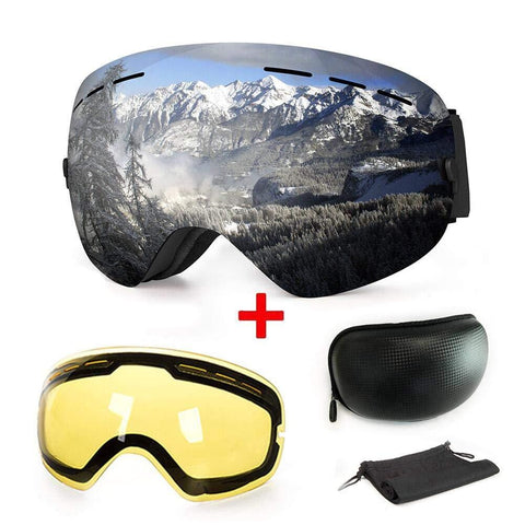 Extra Mile 【2019New】 Ski Goggles, Anti-Fog UV Protection Winter Snow Sports Snowboard Goggles with Interchangeable Spherical Dual Lens for Men Women & Youth Snowmobile Skiing Skating