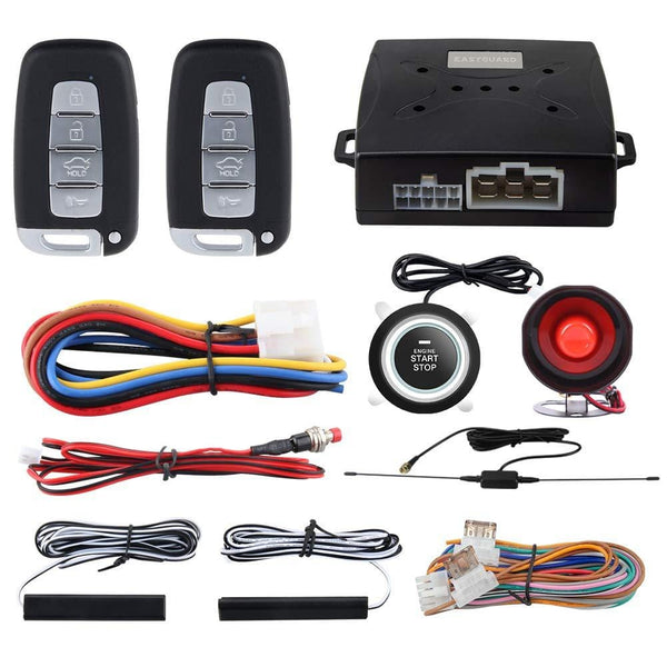 EASYGUARD EC003N-K Car Alarm System keyless Entry pke Remote Engine Start Stop Push Start Stop Automatically Lock or Unlock car Door Universal Version fits for Most dc12v Cars
