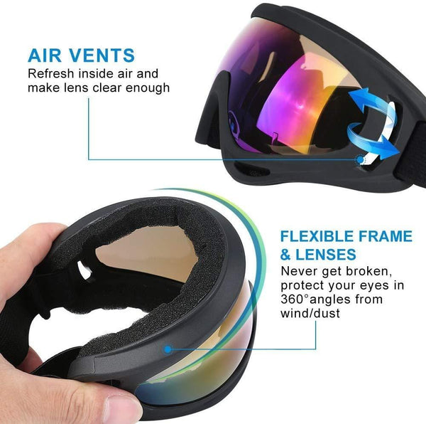 ELECOOL Ski Goggles 2 Packs, Multicolor Lenses Snow Goggles with Wind Dust UV 400 Protection for Women Men Kids Girls Boys Winter Snowboard Snowmobile Skiing (Black/Grey)