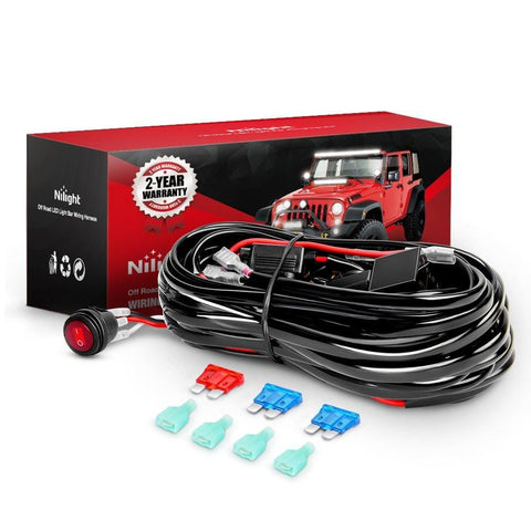 Nilight LED Light Bar Wiring Harness Kit 12V On Off Switch Power Relay Blade Fuse for Off Road Lights LED Work Light,2 years Warranty