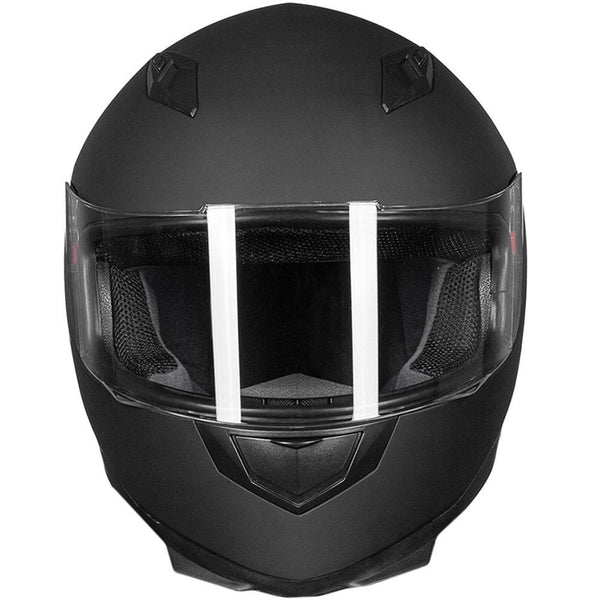 ILM Full Face Motorcycle Street Bike Helmet with Removable Winter Neck Scarf + 2 Visors DOT (L, Matte Black)