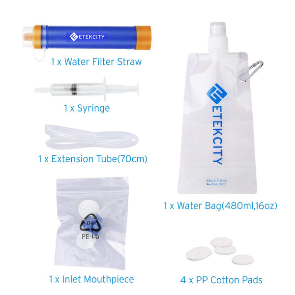 Etekcity Water Filter Straw Camping Water Purification Portable Water Filter Survival Kit for Camping, Hiking, Emergency, Hurricane