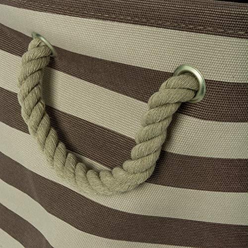 DII Bone Dry Large Rectangle Pet Toy and Accessory Storage Bin, 17.75x12x15", Collapsible Organizer Storage Basket for Home Décor, Pet Toy, Blankets, Leashes and Food-Brown Stripes