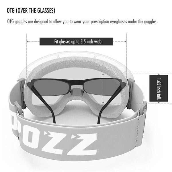 COPOZZ Ski Goggles, G1 Mens Womens Ski Snowboard Snowboarding Goggles - Over Glasses Double-Layer Lens Anti Fog Frameless,Cool REVO Mirror White Blue for Men Women Youth Snowmobile Skiing