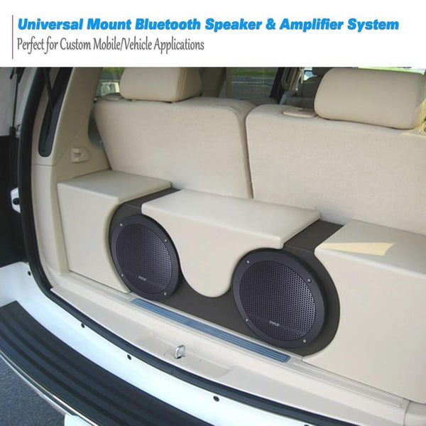 Pyle Bluetooth Marine Grade Flush Mount 2-Way Speaker System Amplified Full Range Stereo Sound Dual Cone Dome Waterproof Universal Use Vehicle Home with Aux 3.5mm Input Pair 6.5" 240 Watts (PLMRKT9)