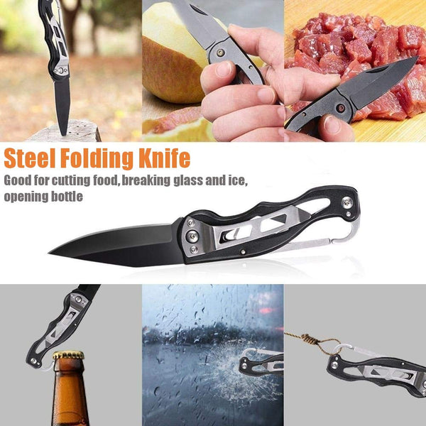 Alritz Emergency Survival Kit, 12 in 1 Outdoor Survival Gear Lifesaving Tools Contains Compass, Fire Starter, Flashlights for Camping Hiking Wilderness Adventures and Disaster Preparedness