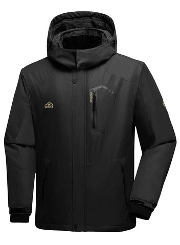 Men's Mountain Waterproof Ski Jacket Windproof Rain Jacket U419WCFY028,Black,L