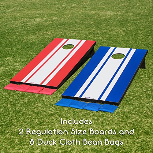 GoSports Classic Cornhole Set - Includes 8 Bean Bags, Travel Case and Game Rules (Choose Between Classic, American Flag, and Football Designs)