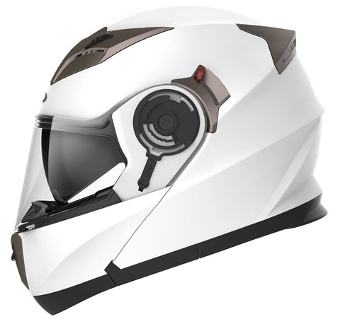 YEMA Helmet Unisex-Adult Motorcycle Racing Modular DOT Street Helmet (White, L)