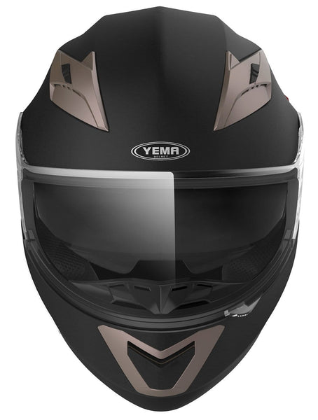 Motorcycle Full Face Helmet DOT Approved - YEMA YM-829 Motorbike Moped Street Bike Racing Crash Helmet with Sun Visor for Adult, Men and Women - Matte Black,XL