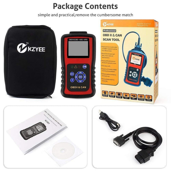 OBDII Scanner, Professional SRS Airbag Code Reader, ABS Automotive Check Engine Light Diagnostic Scan Tool, Graphs Data Vehicles in Live, Trilingual Menu and DTC Definitions