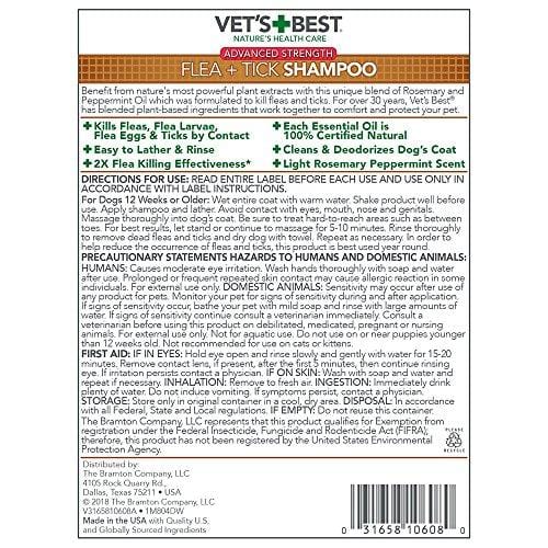 Vet's Best Flea and Tick Advanced Strength Dog Shampoo, 12 oz