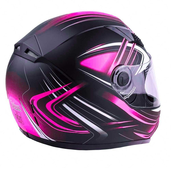 Typhoon Women's Full Face Motorcycle Helmet DOT - SAME DAY SHIPPING (Matte Pink, Medium)