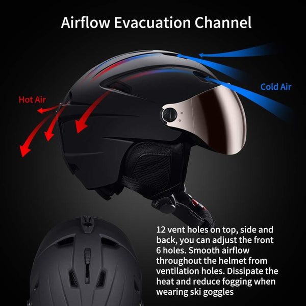 Ski Helmet Men Women Youth Snow Sports Helmet Snowboard Helmet with Detachable Snow Mask Anti-Fog Anti-UV Integrated Goggle for Skiing,Snowboarding,Motorcycle Cycling and Snowmobile