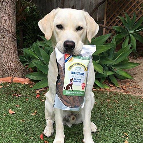 Green Butterfly Brands Organic Grain Free Dog Treats - Made in USA Only - All Natural, Meaty Beef Sticks - Premium Slow Roasted American Beef - Grass Fed, Farm Raised - Crunchy & Delicious - Dogs Love