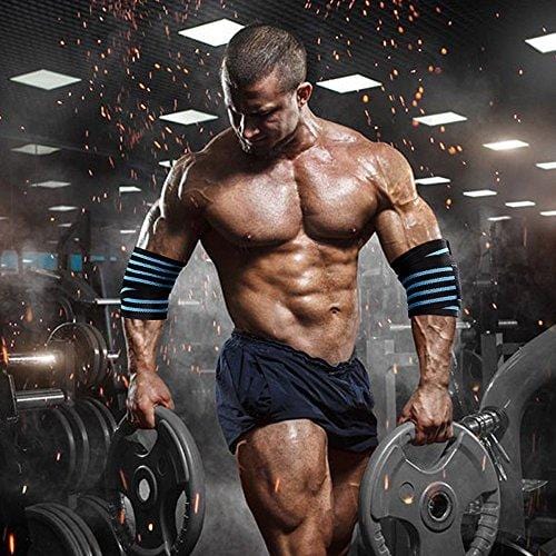 HYFAN Professional Wrist Elbow Knee Wraps Elastic Straps Brace Support Protector for Weightlifting Workout Bodybuilding Gym Fitness (Elbow, Gray)